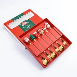 Spoons And Forks Set For Christmas 6pcs Stainless Steel Funny Tableware Cooking Gifts For Mom -Sun Baby Sales Store spoons and forks set for christmas gift 7