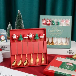 Spoons And Forks Set For Christmas 6pcs Stainless Steel Funny Tableware Cooking Gifts For Mom