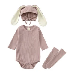 Toddler Bunny Outfit Rabbit Ears Hat Baby Romper And Stocking Set For Easter 13 Toddler Bunny Outfit Rabbit Ears Hat Baby Romper And Stocking Set For Easter -Sun Baby Sales Store toddler Easter bunny romper 11