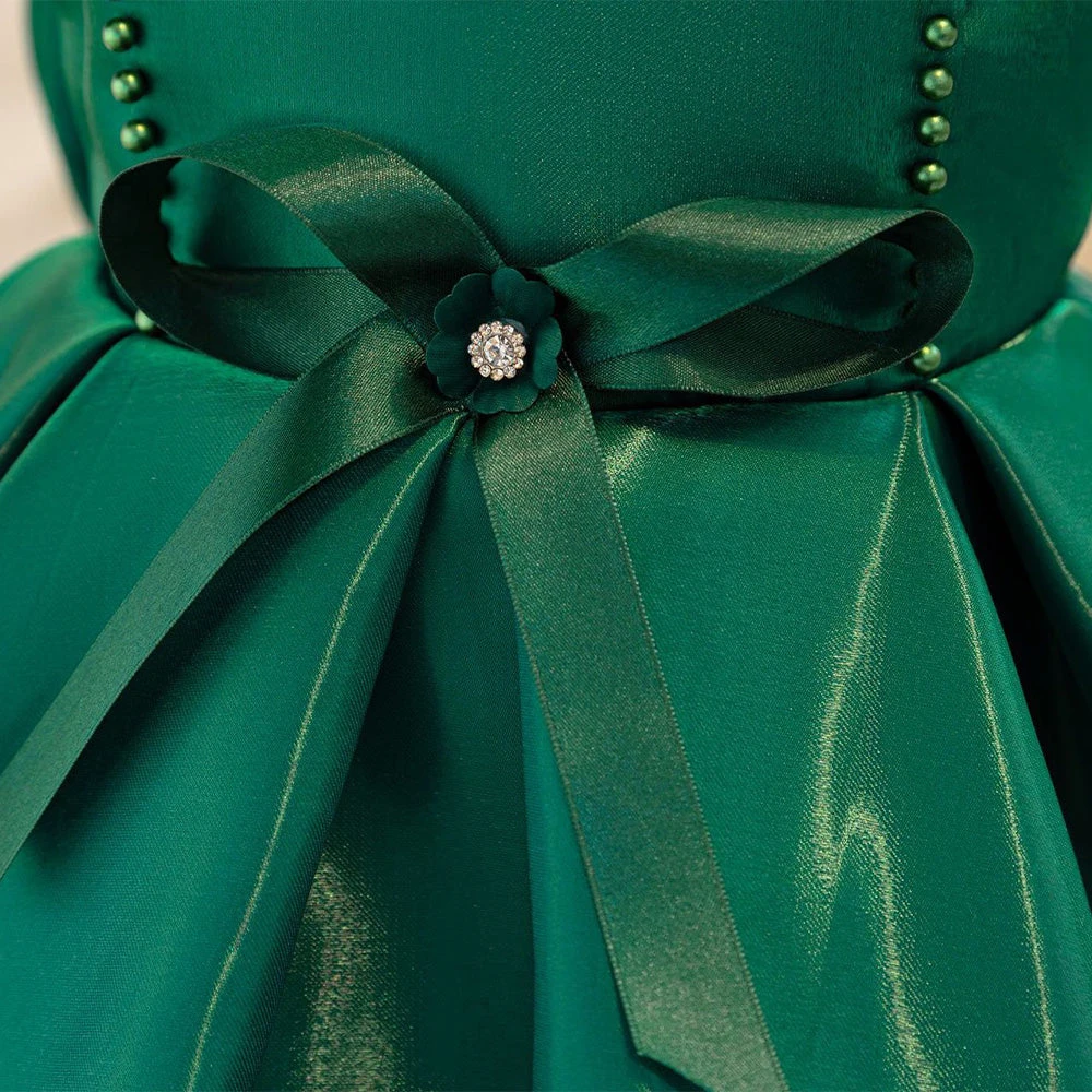 Toddler Christmas Party Dress Formal Puff Sleeve Xmas Smocked Green Costume For Girls 4 Toddler Christmas Party Dress Formal Puff Sleeve Xmas Smocked Green Costume For Girls - Image 4