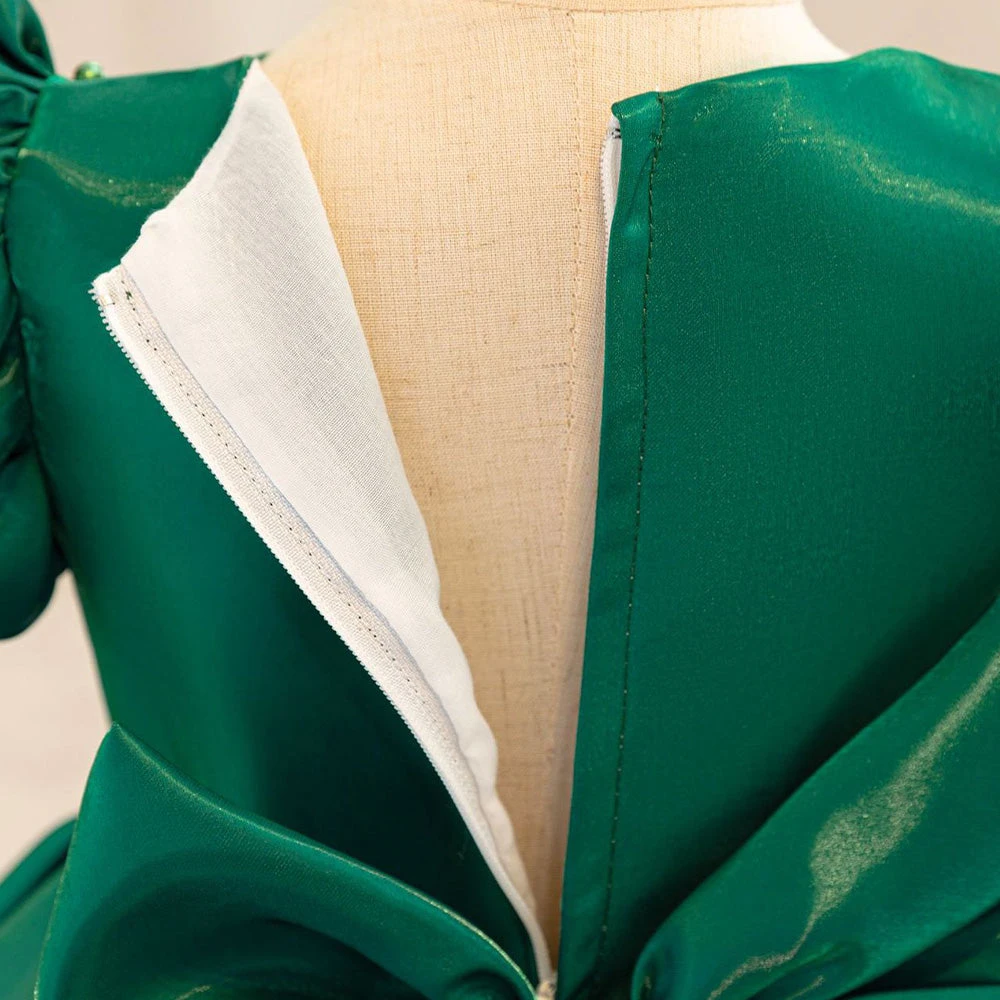 Toddler Christmas Party Dress Formal Puff Sleeve Xmas Smocked Green Costume For Girls 7 Toddler Christmas Party Dress Formal Puff Sleeve Xmas Smocked Green Costume For Girls - Image 7
