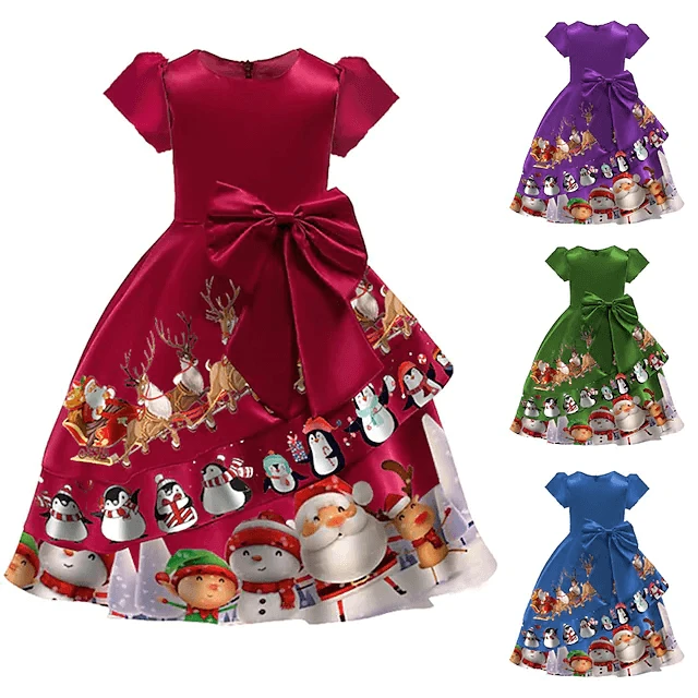 Christmas Party Dress Toddler Kids Short Sleeve Dress Santa Claus Elk Snowman Christmas Dress 1 Christmas Party Dress Toddler Kids Short Sleeve Dress Santa Claus Elk Snowman Christmas Dress