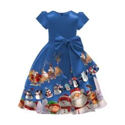 Christmas Party Dress Toddler Kids Short Sleeve Dress Santa Claus Elk Snowman Christmas Dress 9 Christmas Party Dress Toddler Kids Short Sleeve Dress Santa Claus Elk Snowman Christmas Dress -Sun Baby Sales Store toddler girls christmas dress 3