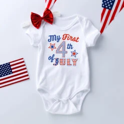 My First 4th Of July Outfit Romper Ruffle Tulle Skirt Independence Day 2PCS Set 0-24M -Sun Baby Sales Store toddler independence day outfit 2