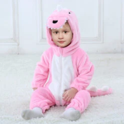 Toddler Infant Dinosaur Costume Flannel Hooded Onesie Soft Animal Romper Outfits Fancy Jumpsuit -Sun Baby Sales Store toddler infant dinosaur costume 2