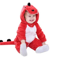 Toddler Infant Dinosaur Costume Flannel Hooded Onesie Soft Animal Romper Outfits Fancy Jumpsuit -Sun Baby Sales Store toddler infant dinosaur costume 3
