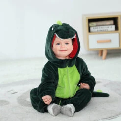 Toddler Infant Dinosaur Costume Flannel Hooded Onesie Soft Animal Romper Outfits Fancy Jumpsuit -Sun Baby Sales Store toddler infant dinosaur costume 4