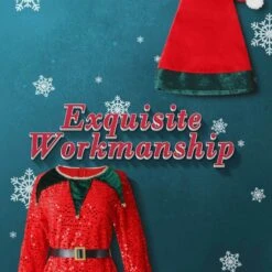 Elf Costume For Kids Toddler Sequins Christmas Outfit With Tinkle Bells For Girls 6 Elf Costume For Kids Toddler Sequins Christmas Outfit With Tinkle Bells For Girls -Sun Baby Sales Store toddler kids Elf costume for Christmas 4