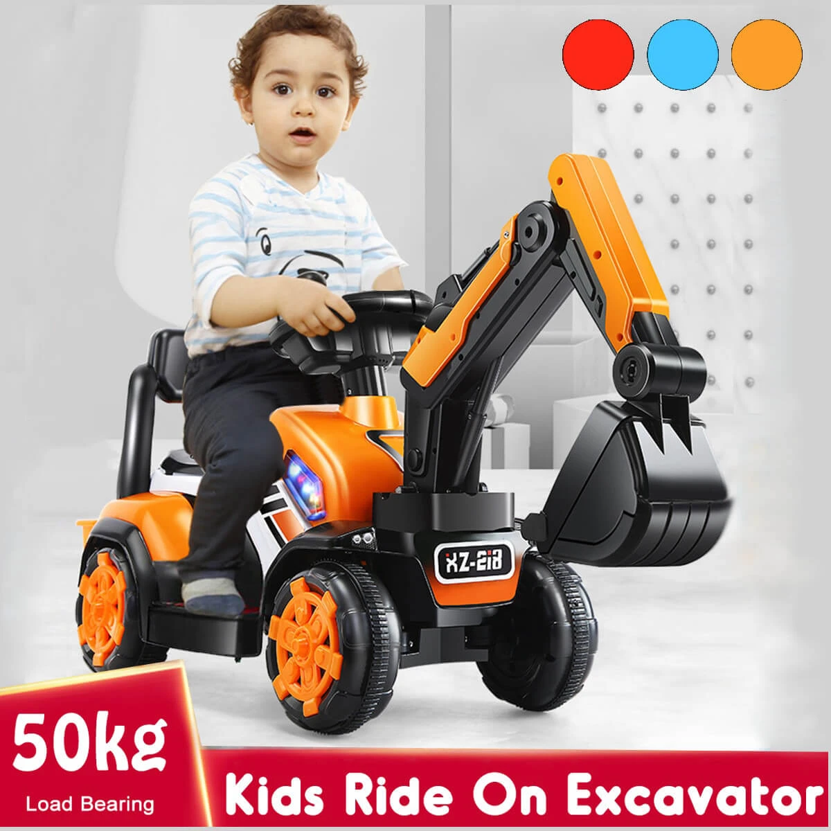 Kids Ride On Excavator Truck Toddler Ride-On-Car With Front Loader Digger 1 Kids Ride On Excavator Truck Toddler Ride-On-Car With Front Loader Digger